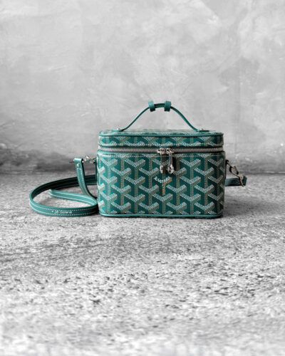 Goyard Green Muse Vanity Case and Silver Hardware