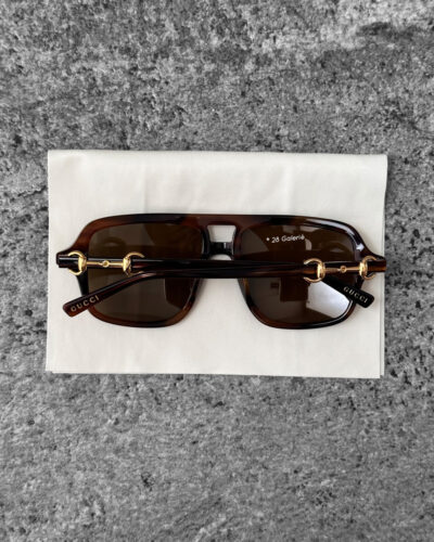 Gucci BrownHavana Navigator Frame Sunglasses