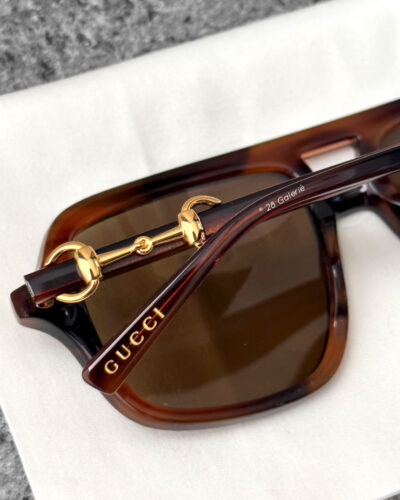 Gucci BrownHavana Navigator Frame Sunglasses