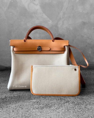 Hermes Herbag Zip 31 in Natural Vache Hunter Leather and Gold hardware