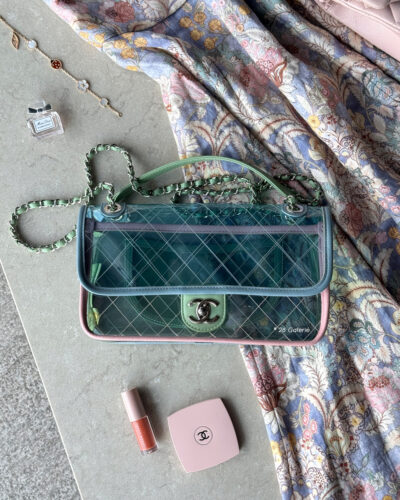 Chanel Blue/Green/Pink Coco Splash Medium Flap in Transparent Quilted PVC and Silver Hardware