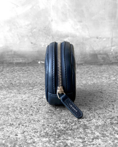 Chanel navy blue coin purse, round zippy coin purse, lambskin leather wallet, silver hardware coin purse, luxury coin purse Chanel, designer coin purse