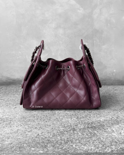 Chanel Burgundy Mini C25 in Grained Caviar Leather and Aged Silver Hardware