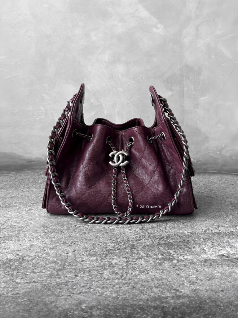 Chanel Burgundy Mini C25 in Grained Caviar Leather and Aged Silver Hardware