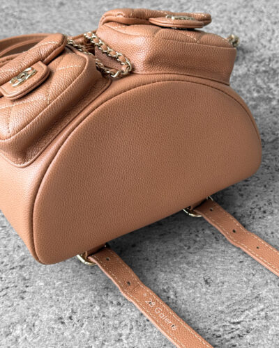 Chanel Small Caramel Duma Backpack in Caviar Leather and Gold Hardware