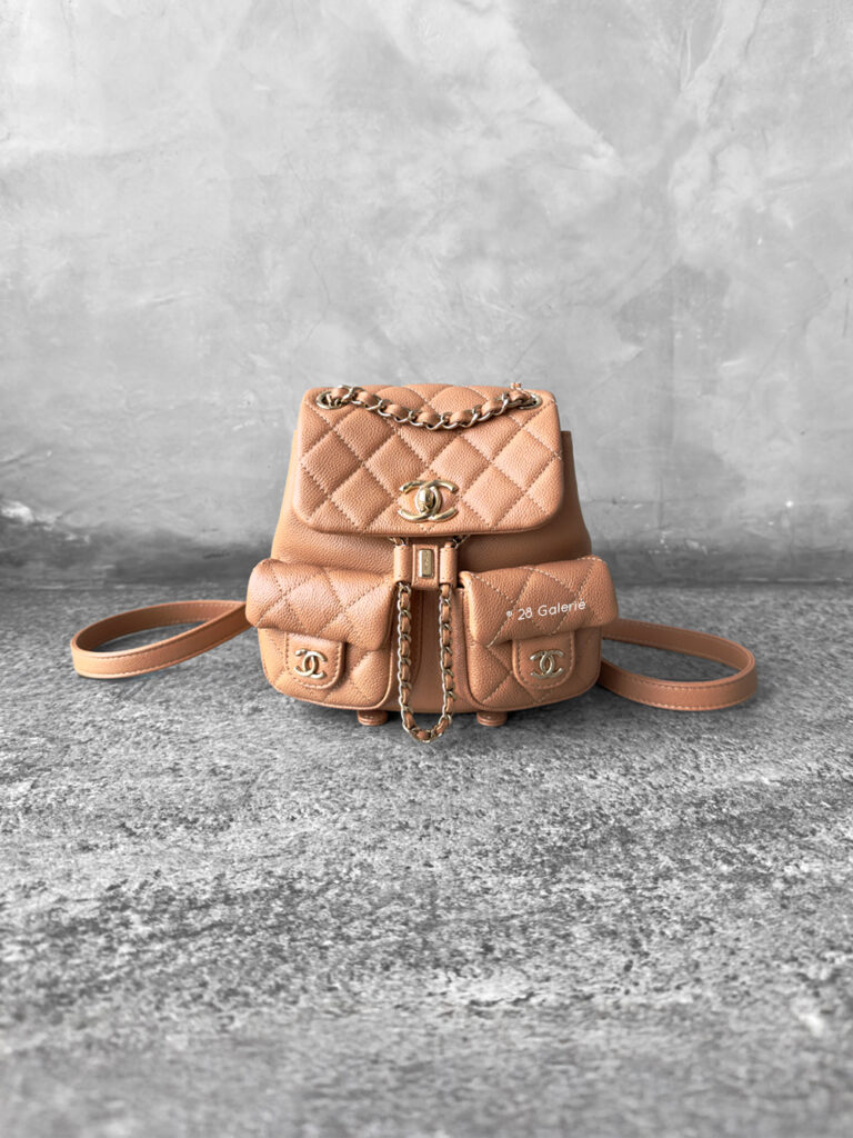 Chanel Small Caramel Duma Backpack in Caviar Leather and Gold Hardware