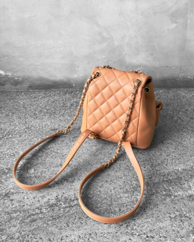 Chanel Small Caramel Duma Backpack in Caviar Leather and Gold Hardware