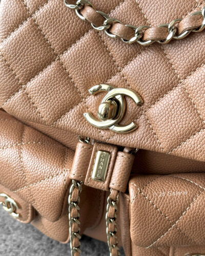 Chanel Small Caramel Duma Backpack in Caviar Leather and Gold Hardware