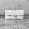 Chanel Vintage Ivory East West Flap in Caviar Leather and Silver Hardware