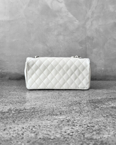 Chanel Vintage Ivory East West Flap in Caviar Leather and Silver Hardware