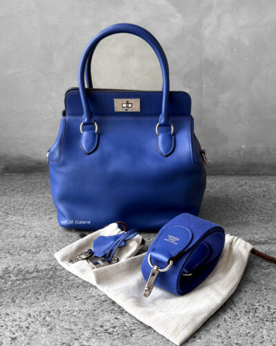 Hermes Blue Toolbox 20 in Evercolor Leather and Palladium Hardware