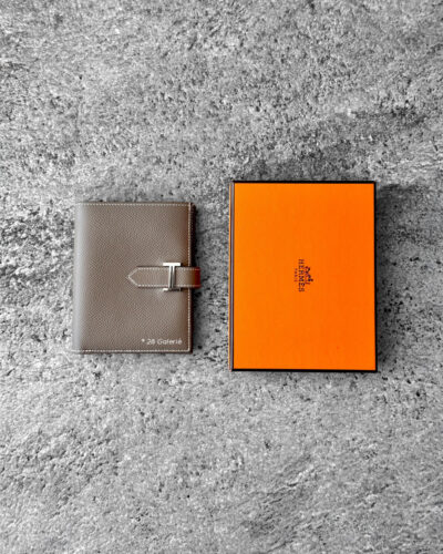 Hermes Etoupe Bearn Compact Wallet in Palladium Hardware
