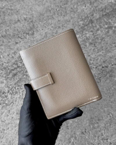 Hermes Etoupe Bearn Compact Wallet in Palladium Hardware
