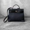 Hermes Noir Herbag Zip 31 in Militaire Canvas and Palladium Hardware