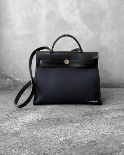 Hermes Noir Herbag Zip 31 in Militaire Canvas and Palladium Hardware