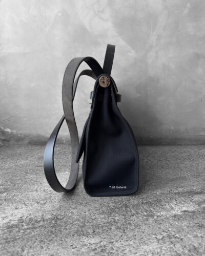 Hermes Noir Herbag Zip 31 in Militaire Canvas and Palladium Hardware