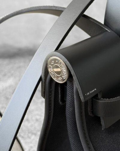 Hermes Noir Herbag Zip 31 in Militaire Canvas and Palladium Hardware