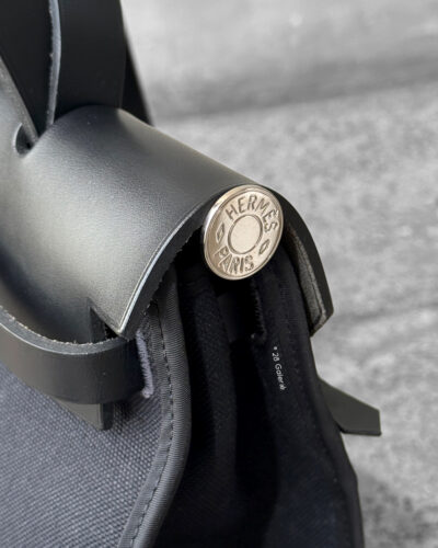 Hermes Noir Herbag Zip 31 in Militaire Canvas and Palladium Hardware