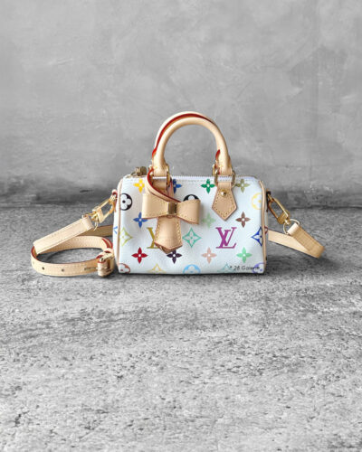 Louis Vuitton Takashi Murakami Nano Speedy, multicolored Monogram bag, Takashi Murakami Louis Vuitton, Nano Speedy Louis Vuitton, Louis Vuitton Speedy gold hardware, designer monogram canvas bag