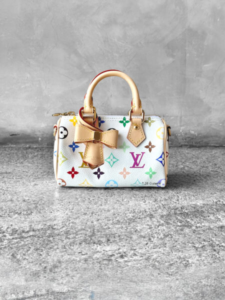 Louis Vuitton X Takashi Murakami Nano Speedy in Multicolored Monogram Canvas and Gold Hardware