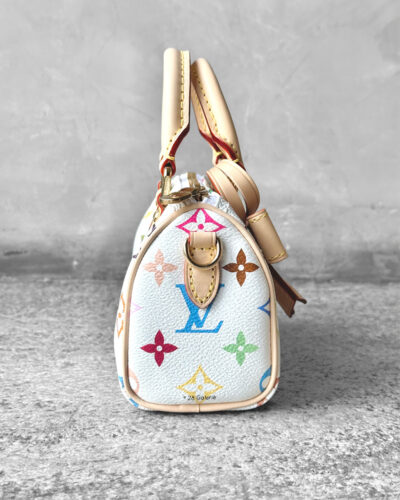 Louis Vuitton Takashi Murakami Nano Speedy, multicolored Monogram bag, Takashi Murakami Louis Vuitton, Nano Speedy Louis Vuitton, Louis Vuitton Speedy gold hardware, designer monogram canvas bag