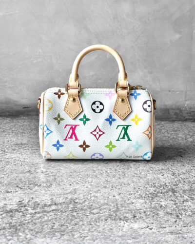 Louis Vuitton Takashi Murakami Nano Speedy, multicolored Monogram bag, Takashi Murakami Louis Vuitton, Nano Speedy Louis Vuitton, Louis Vuitton Speedy gold hardware, designer monogram canvas bag