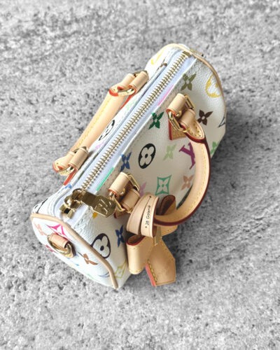 Louis Vuitton Takashi Murakami Nano Speedy, multicolored Monogram bag, Takashi Murakami Louis Vuitton, Nano Speedy Louis Vuitton, Louis Vuitton Speedy gold hardware, designer monogram canvas bag