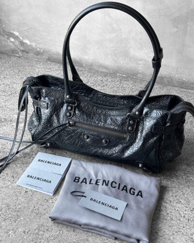 Balenciaga Le City Black East West in Arena Lambskin & Brass Hardware