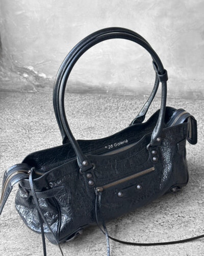 Balenciaga Le City Black East West in Arena Lambskin & Brass Hardware