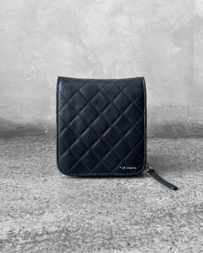 Chanel Black Mini Clams Wallet on Chain in Lambskin Leather & Silver Hardware