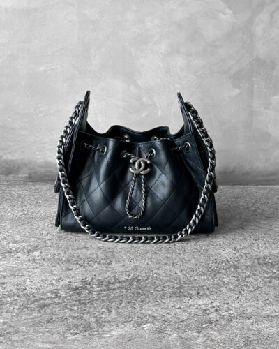 Chanel Black Minin C25 in Grained Caviar Leather and Aged Silver Hardware