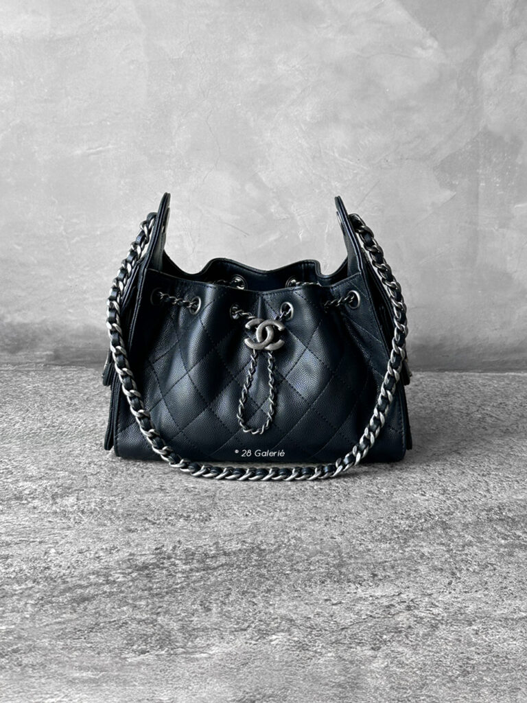 Chanel Black Minin C25 in Grained Caviar Leather and Aged Silver Hardware