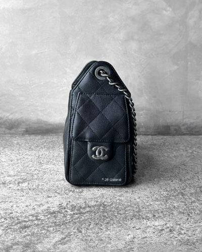 Chanel Black Minin C25 in Grained Caviar Leather and Aged Silver Hardware