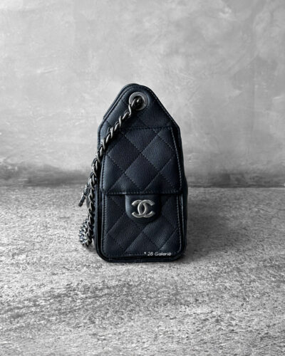 Chanel Black Minin C25 in Grained Caviar Leather and Aged Silver Hardware