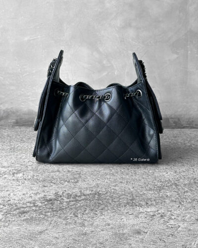 Chanel Black Minin C25 in Grained Caviar Leather and Aged Silver Hardware