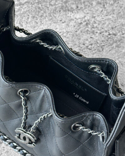 Chanel Black Minin C25 in Grained Caviar Leather and Aged Silver Hardware