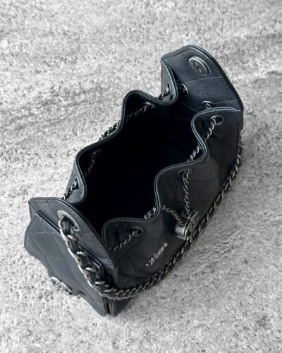 Chanel Black Minin C25 in Grained Caviar Leather and Aged Silver Hardware