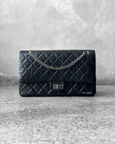 Chanel Black Reissue 2.55 in Lambskin Leather Aged Silver Hardware