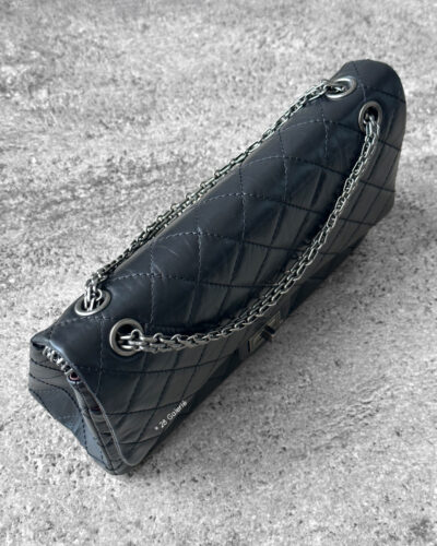 Chanel Black Reissue 2.55 in Lambskin Leather Aged Silver Hardware