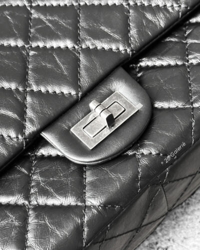 Chanel Black Reissue 2.55 in Lambskin Leather Aged Silver Hardware