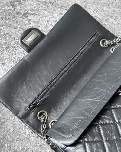 Chanel Black Reissue 2.55 in Lambskin Leather Aged Silver Hardware