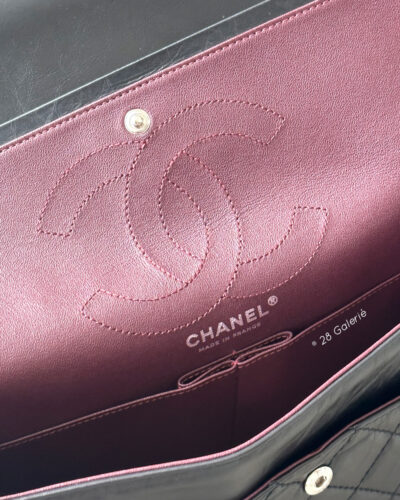 Chanel Black Reissue 2.55 in Lambskin Leather Aged Silver Hardware