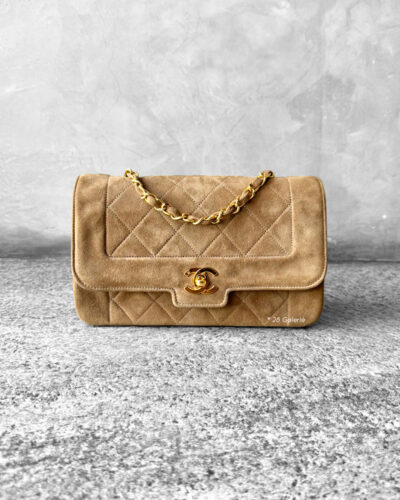 Chanel Vintage Small Diana Suede Flap Bag & Gold Hardware