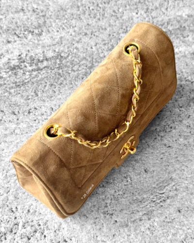 Chanel Vintage Small Diana Suede Flap Bag & Gold Hardware