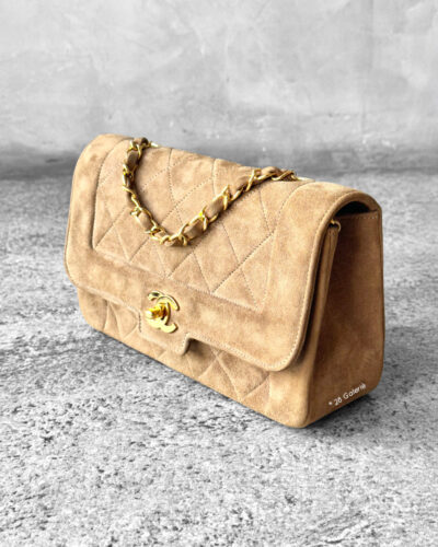 Chanel Vintage Small Diana Suede Flap Bag & Gold Hardware