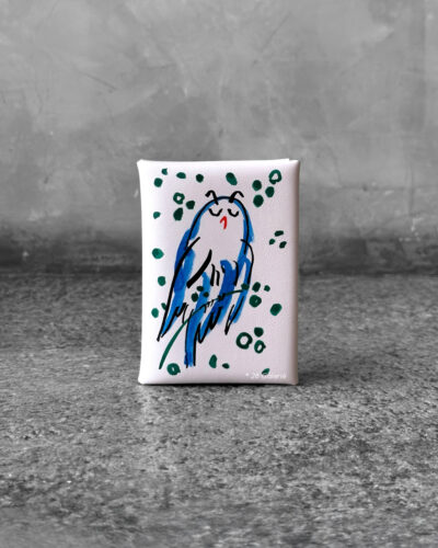 Hermes Spring Owl Mauve Pale Calvi Duo Compact Card Holder in Calfskin Leather & Palladium Hardware
