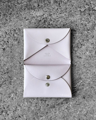 Hermes Spring Owl Mauve Pale Calvi Duo Compact Card Holder in Calfskin Leather & Palladium Hardware