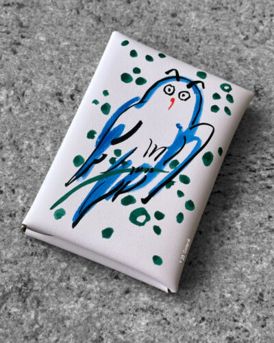 Hermes Spring Owl Mauve Pale Calvi Duo Compact Card Holder in Calfskin Leather & Palladium Hardware